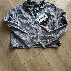 Spyder Cropped Half-Zip Pullover in Gray Snake Pattern
